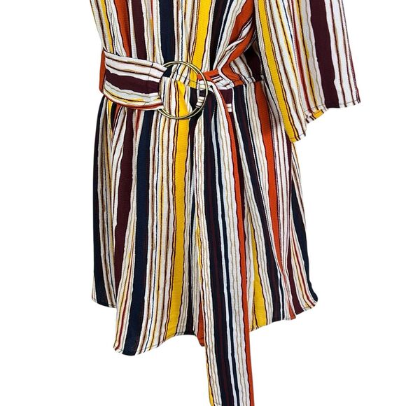 J for Justify Women's Dress Multicolor Size XLarge 3/4 Roll Tab Sleeve Striped - Picture 6 of 15